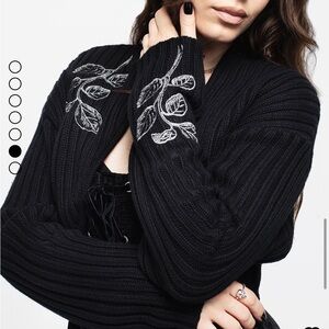 Disturbia Black Bolero Sweater with White Embroidery